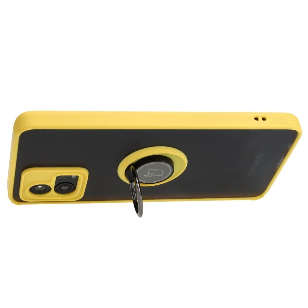 Bizon Case Hybrid Ring Motorola Moto G72 füstös sárga kerettel - 5