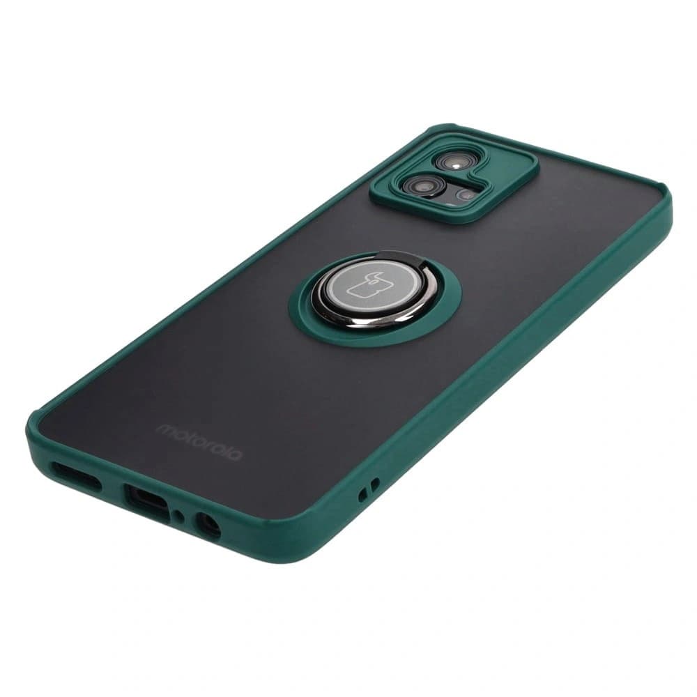Bizon Case Hybrid Ring Motorola Moto G72 füstös színben, sötétzöld kerettel - 3