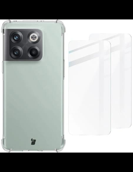 Bizon Case Clear Pack carcasă + 2x sticlă de protecție OnePlus 10T transparentă