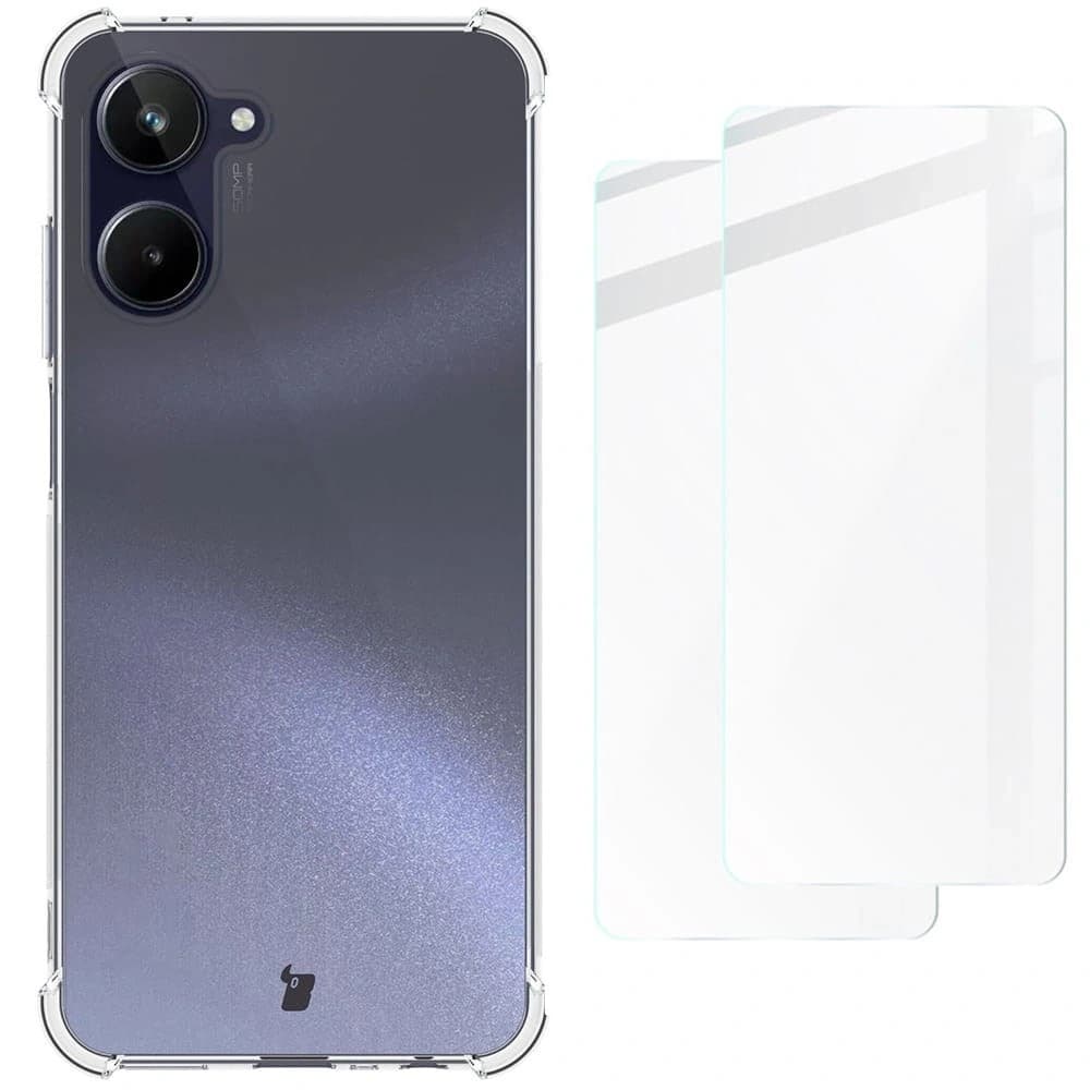 Bizon Case Clear Pack Hülle + 2x Schutzglas für Realme 10 4G klar