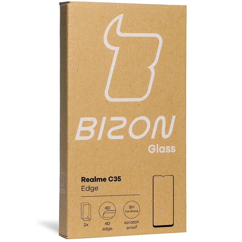 Bizon Glass Edge tempered glass - [2 PACK] + lens protection Realme C35 black - 13