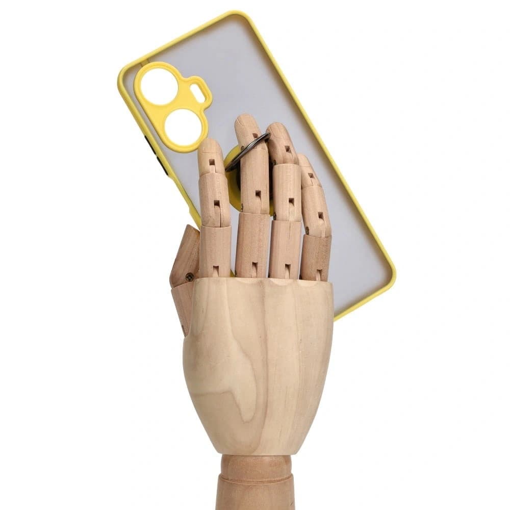 Etui s úchopem na prst Bizon Case Hybrid Ring pro Realme C55 kouřové se žlutým rámem. - 8