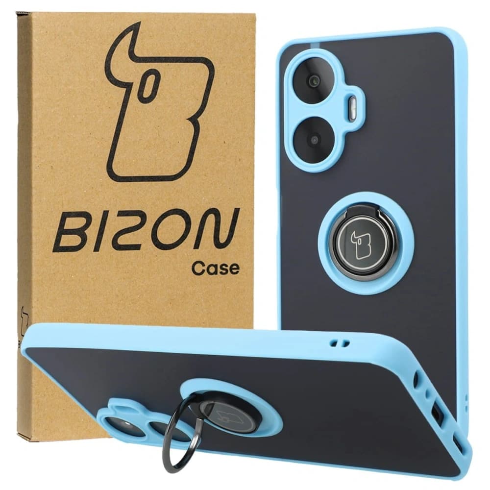 Bizon Case Hybrid Ring Realme C55 smoky with a light blue frame - 1