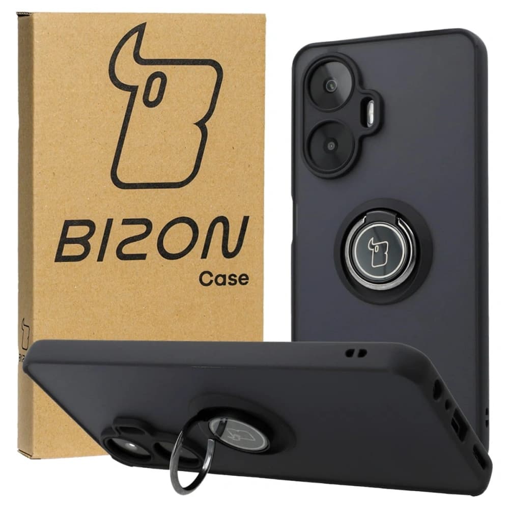 Bizon Case Hybrid Ring Realme C55 fumuriu cu un cadru negru