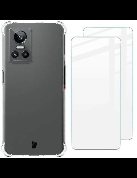 Bizon Case Clear Pack tok + 2x képernyő üveg Realme GT Neo 3 átlátszó