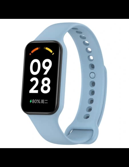 Etui z paskiem Bizon Strap + Case Watch Dots do Xiaomi Redmi Smart Band 2 / Xiaomi Mi Band 8 Active błękitne