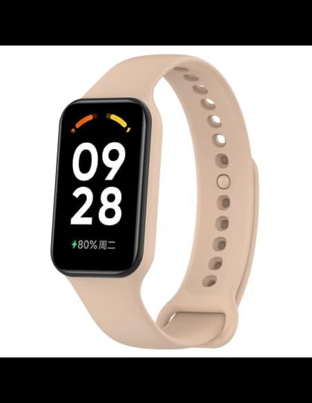 Etui z paskiem Bizon Strap + Case Watch Dots do Xiaomi Redmi Smart Band 2 / Xiaomi Mi Band 8 Active jasnoróżowe