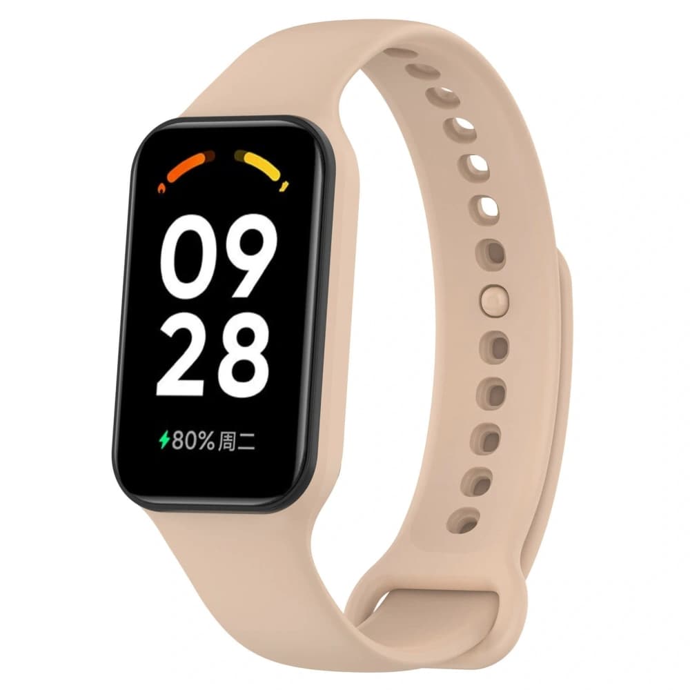 Etui s páskem Bizon Strap + Case Watch Dots pro Xiaomi Redmi Smart Band 2 / Xiaomi Mi Band 8 Active světle růžové