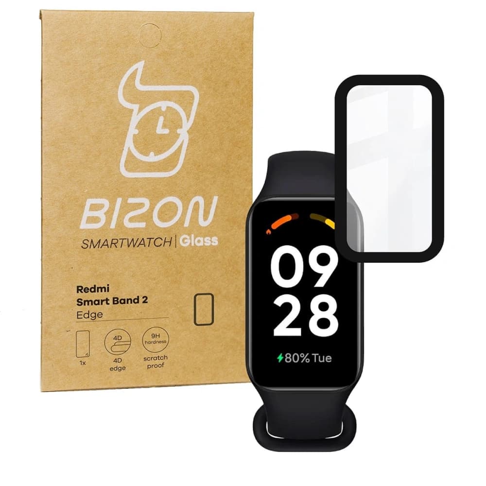 Ceas din sticlă Bizon Edge Hybrid Redmi Smart Band 2 / Xiaomi Mi Band 8 Active negru