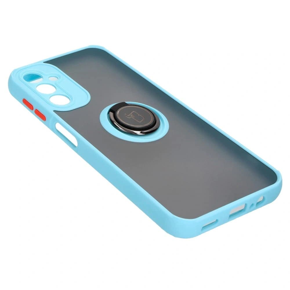 Bizon Case Hybrid Ring Samsung Galaxy A14 4G / 5G fumuriu cu un cadru albastru deschis - 4