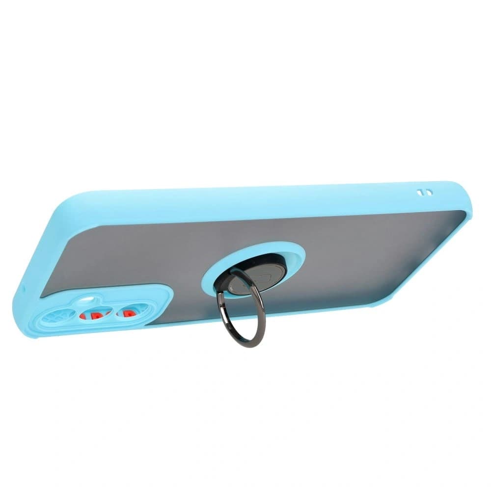 Bizon Case Hybrid Ring Samsung Galaxy A14 4G / 5G fumuriu cu un cadru albastru deschis - 5