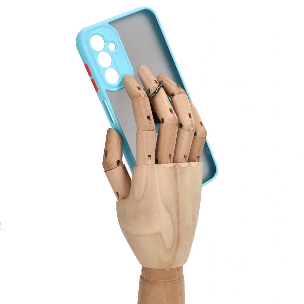 Bizon Case Hybrid Ring Samsung Galaxy A14 4G / 5G fumuriu cu un cadru albastru deschis - 8