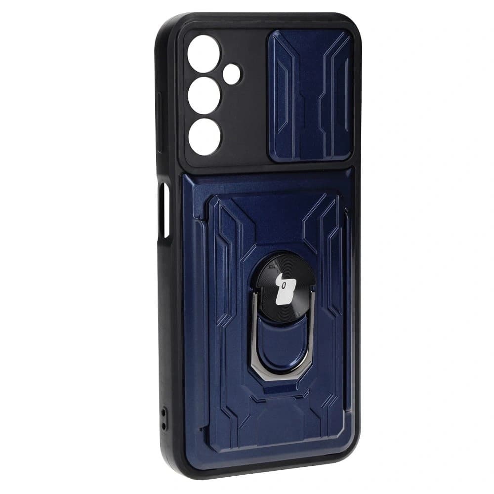 Bizon Case Camshield Card Slot Ring Samsung Galaxy A14 4G/5G albastru închis - 2