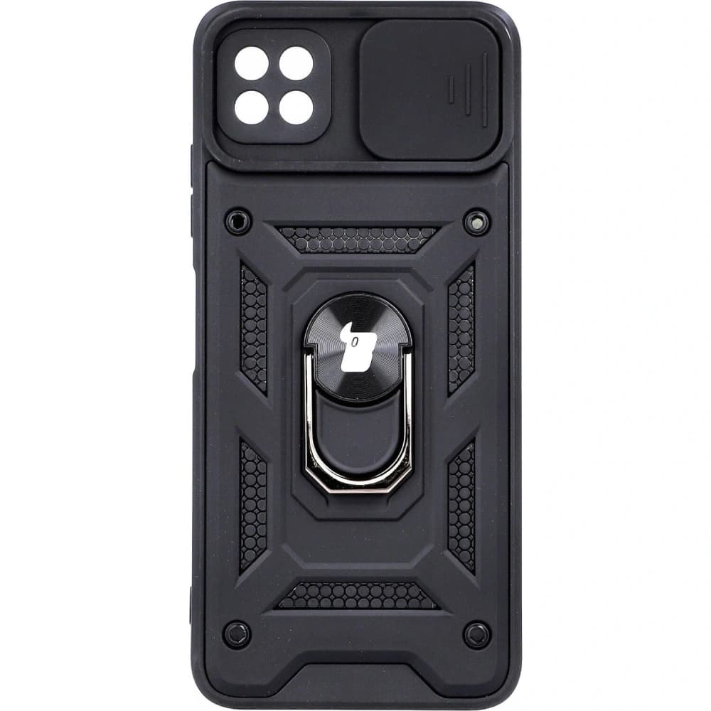 Etui Bizon Case CamShield Ring do Galaxy A22 5G, czarne