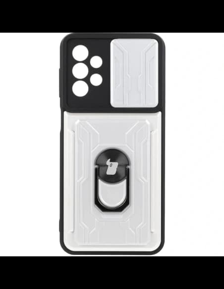 Bizon Case Camshield Kártyafoglalatos Gyűrű Samsung Galaxy A23 5G / 4G fehér