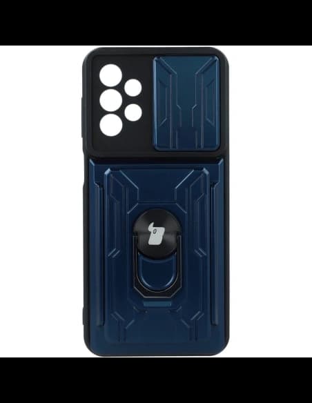 Bizon Case Camshield Kártyahely Gyűrű Samsung Galaxy A23 5G / 4G sötétkék