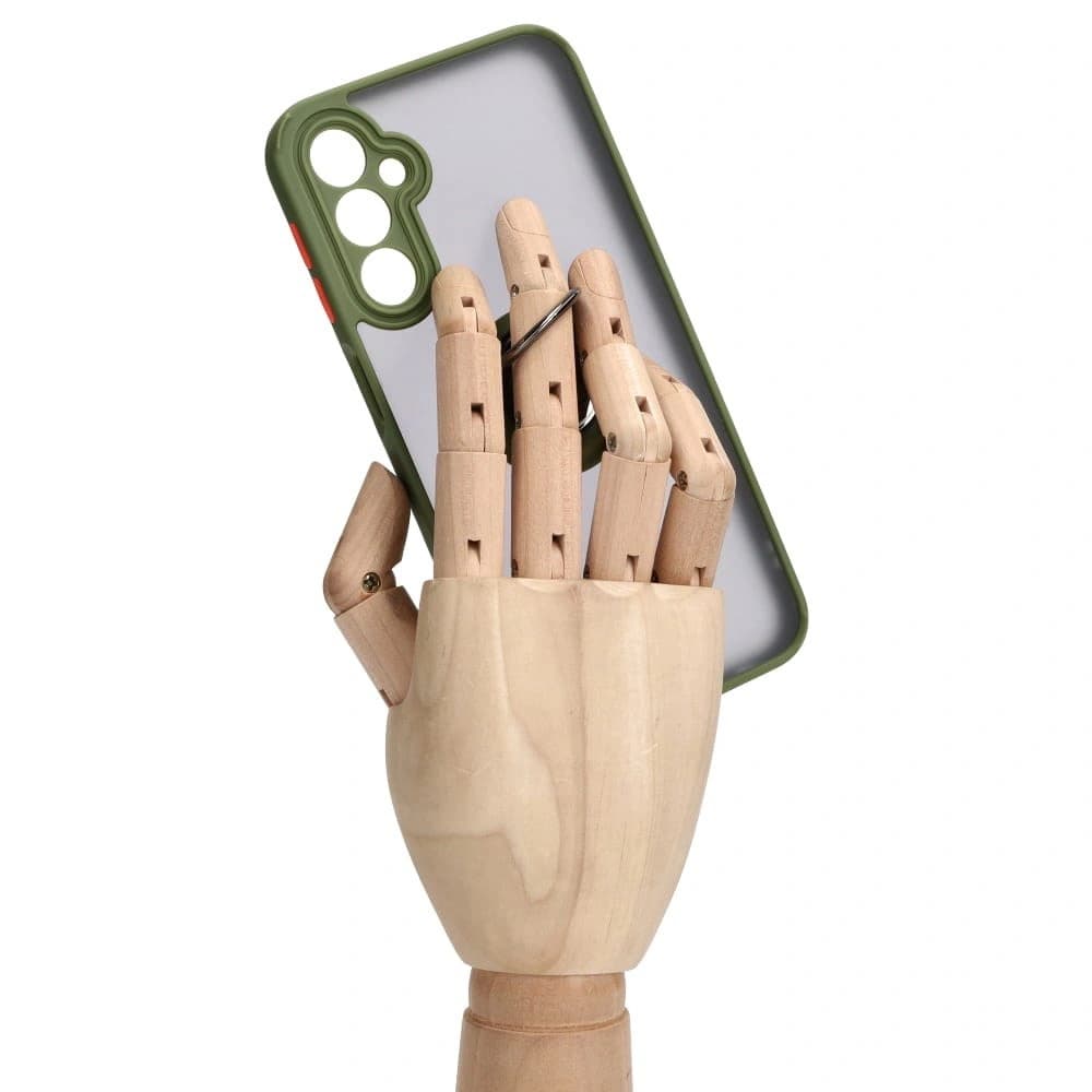 Etui z uchwytem na palec Bizon Case Hybrid Ring do Samsung Galaxy A24 4G kouřové se zeleným rámem - 8