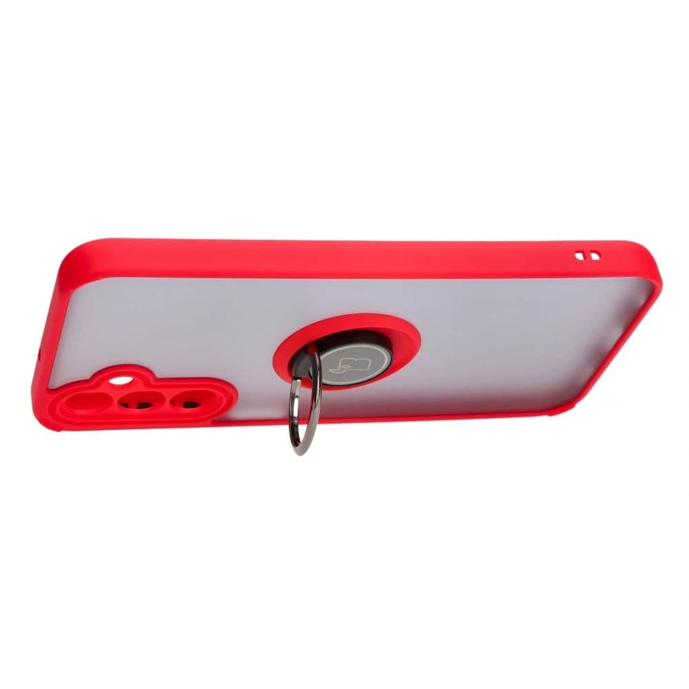 Etui s úchytem na prst Bizon Case Hybrid Ring do Samsung Galaxy A24 4G kouřové s červeným rámem - 5