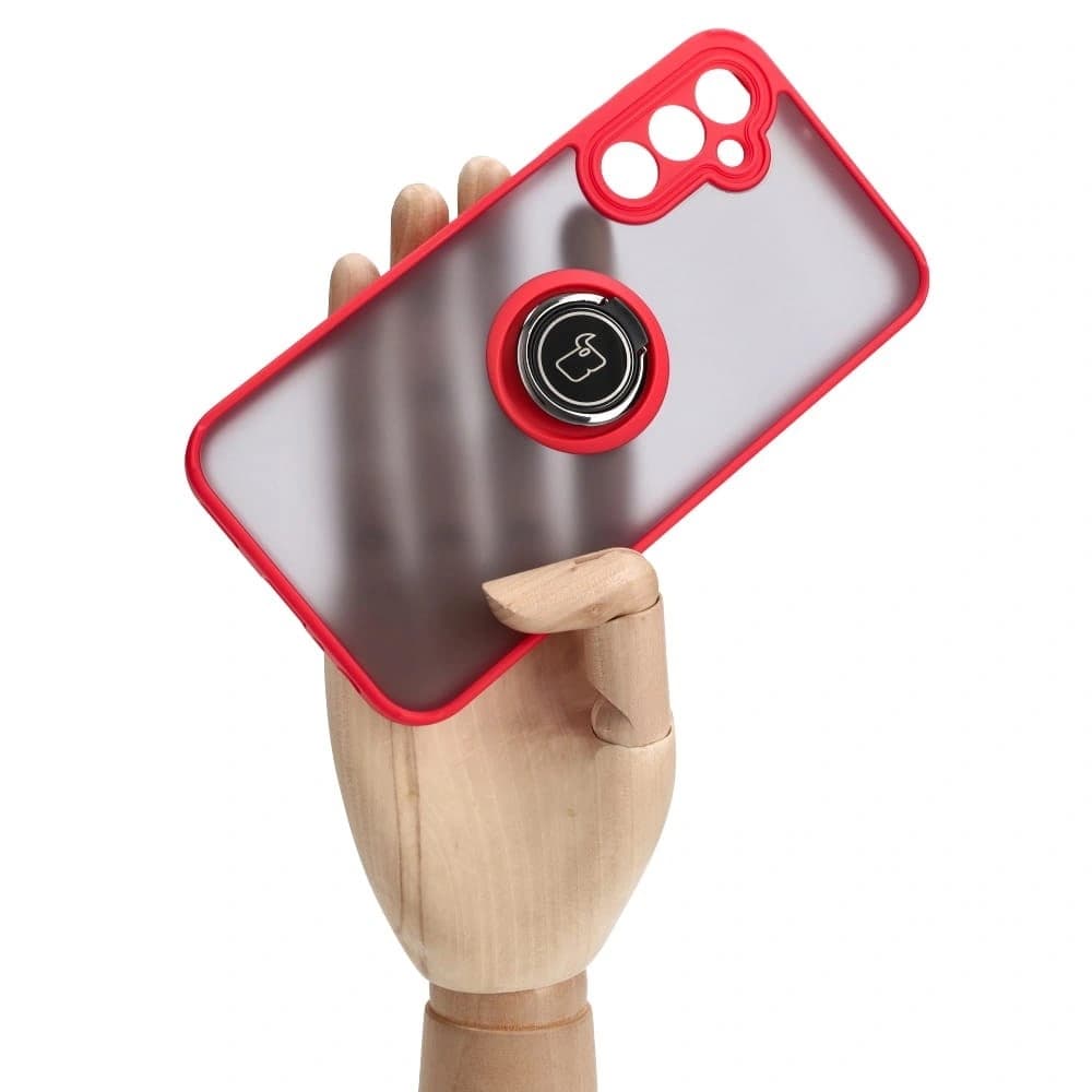 Etui s úchytem na prst Bizon Case Hybrid Ring do Samsung Galaxy A24 4G kouřové s červeným rámem - 6