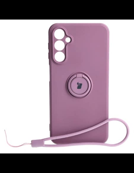 Etui Bizon Case Silicone Ring Sq do Samsung Galaxy A24 tmavě fialové