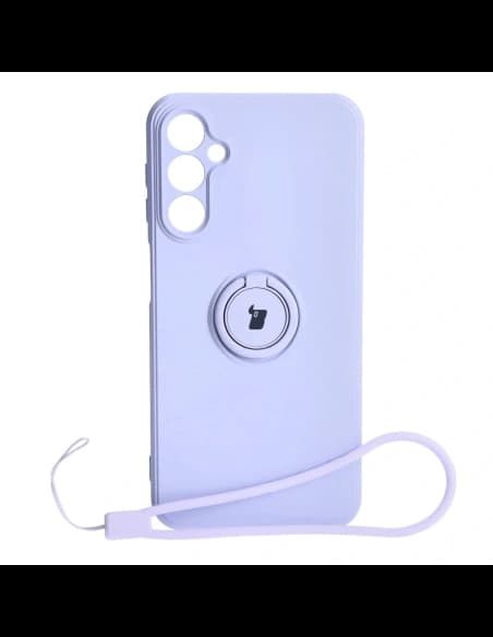 Etui Bizon Case Silicone Ring Sq do Samsung Galaxy A24 jasnofialové