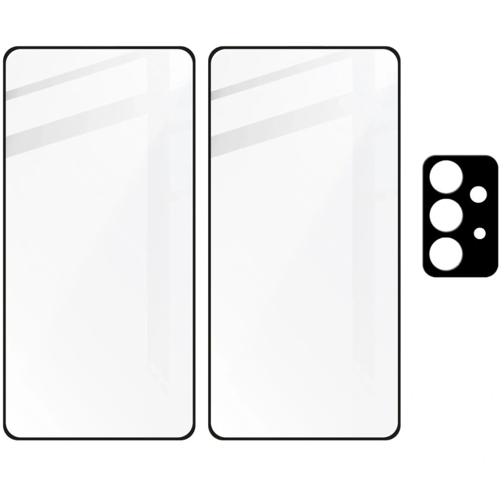 Bizon Glass Edge edzett üveg - [2 PACK] + lencse védelem Samsung Galaxy A52s 5G A52 4G/5G fekete - 5