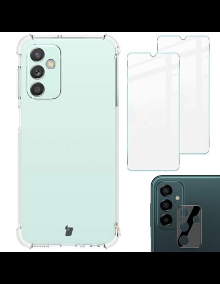 Bizon Case Clear Pack carcasă + 2x sticlă de protecție + sticlă pentru lentile Samsung Galaxy M13 / M23 5G clar