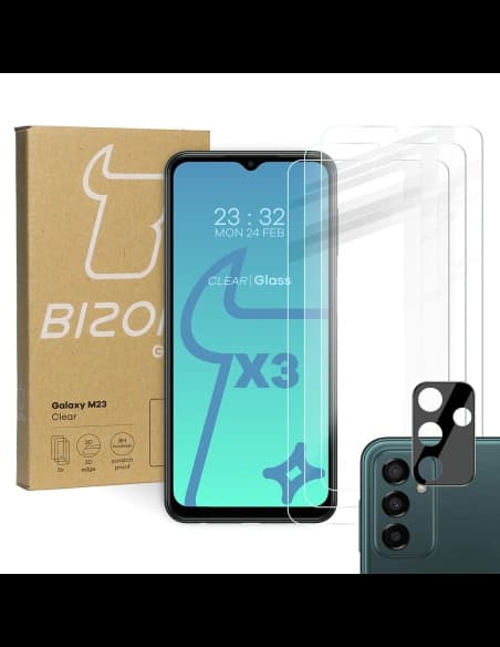 Bizon Glass Clear 3x sticlă întărită + sticlă de lentilă Samsung Galaxy M13 / M23 5G
