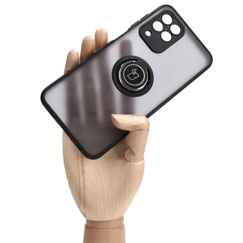 Etui z uchwytem na palec Bizon Case Hybrid Ring do Samsung Galaxy M33 5G kouřové s černým rámem - 6