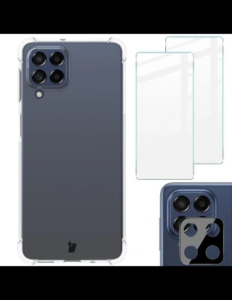 Etui + 2x szkło + obiektyw Bizon Case Clear Pack do Galaxy M53 5G, przezroczyste