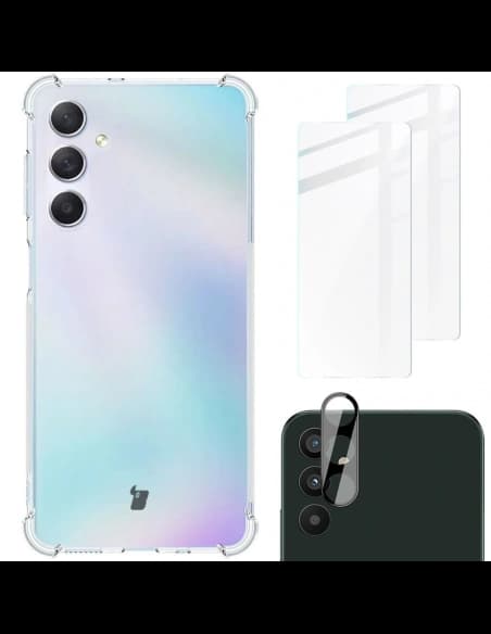 Bizon Case Clear Pack Hülle + 2x Bildschirmschutzglas + Linsenglas Samsung Galaxy M54 5G klar