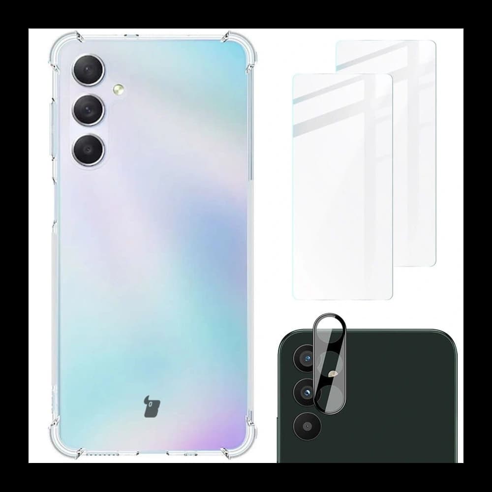 Etui + 2x szkło + obiektyw Bizon Case Clear Pack do Samsung Galaxy M54 5G, przezroczyste - 1