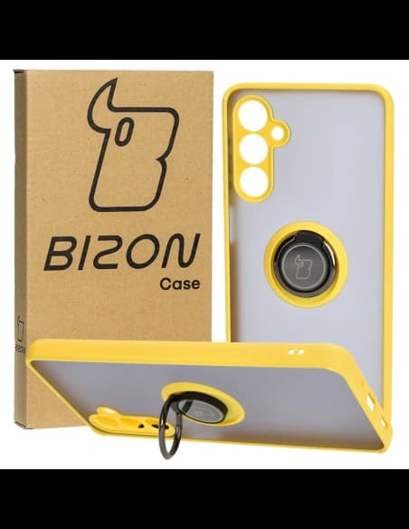 Bizon Case Hybrid Ring Samsung Galaxy M54 5G rauchig mit einem gelben Rahmen