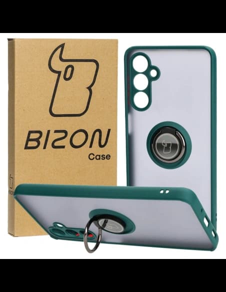 Bizon Case Hybrid Ring Samsung Galaxy M54 5G rauchig mit einem dunkelgrünen Rahmen