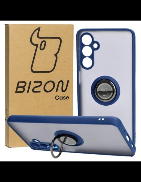 Bizon Case Hybrid Ring Samsung Galaxy M54 5G rauchig mit einem navyblauen Rahmen