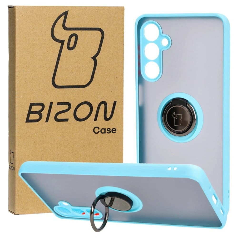 Bizon Case Hybrid Ring Samsung Galaxy M54 5G rauchig mit einem hellblauen Rahmen - 1