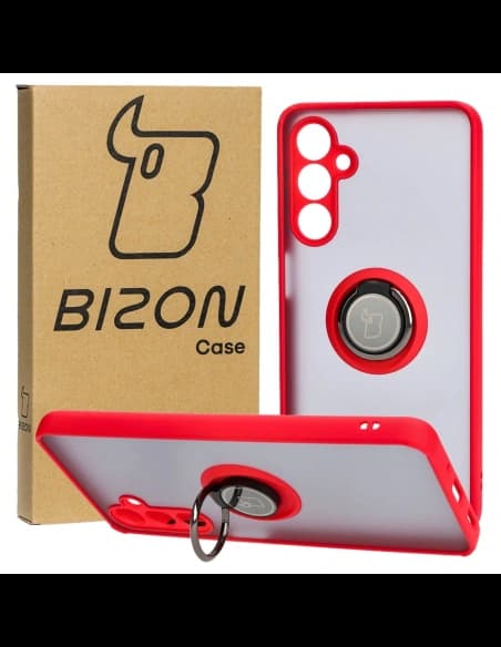 Bizon Case Hybrid Ring Samsung Galaxy M54 5G rauchig mit einem roten Rahmen
