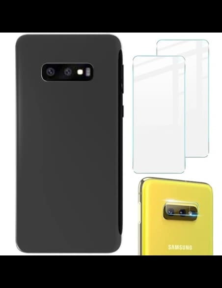 Bizon Case Clear Pack tok + 2x kijelző üveg + lencse üveg Samsung Galaxy S10e átlátszó