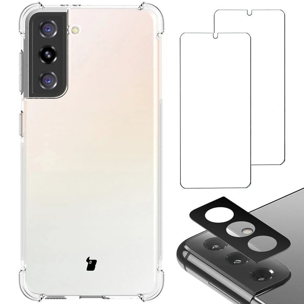 Bizon Case Clear Pack case + 2x screen glass + lens glass Samsung Galaxy S21 clear