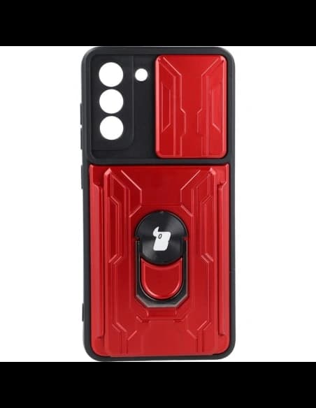 Bizon Case Camshield Card Slot Ring Samsung Galaxy S21 FE red