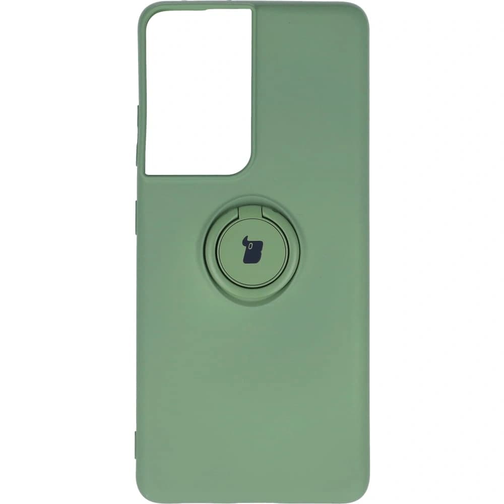 Etui Bizon Case Silicone Ring do Galaxy S21 Ultra, jasnozielone