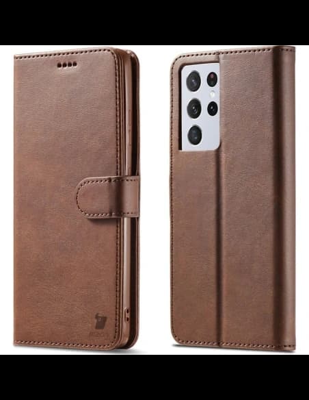 Etui Bizon Case Wallet do Samsung Galaxy S21 Ultra brązowe