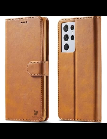 Etui Bizon Case Wallet do Samsung Galaxy S21 Ultra jasnobrązowe