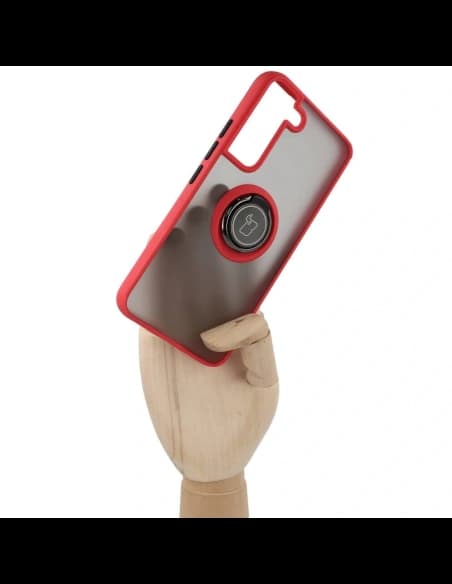 Bizon Case Hybrid Ring Samsung Galaxy S22 rauchig mit einem roten Rahmen