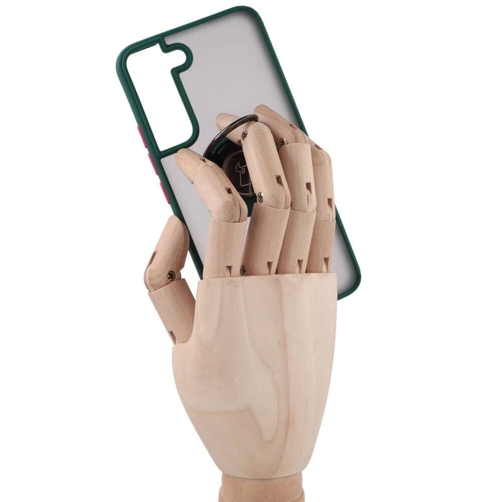 Bizon Case Hybrid Ring Samsung Galaxy S22 rauchig mit einem dunkelgrünen Rahmen - 8