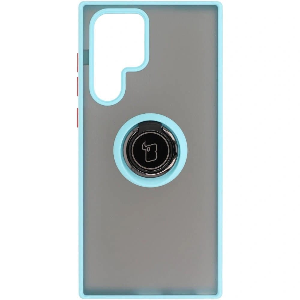 Bizon Case Hybrid Ring Samsung Galaxy S22 Ultra füstös, világoskék kerettel - 2