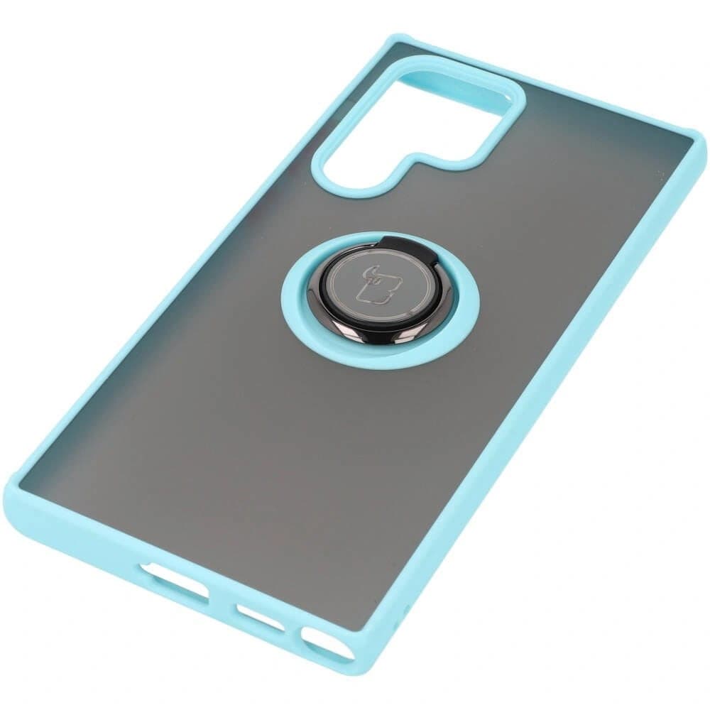 Bizon Case Hybrid Ring Samsung Galaxy S22 Ultra füstös, világoskék kerettel - 3