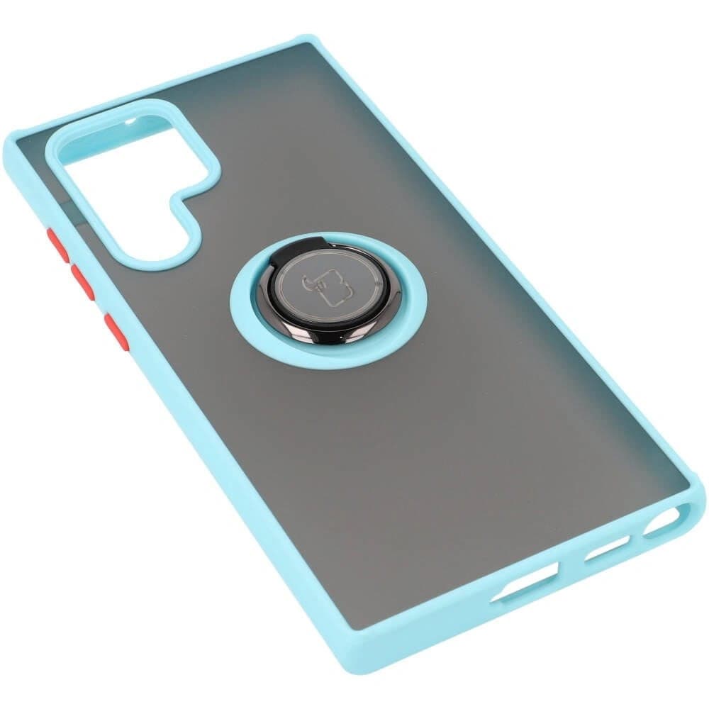 Bizon Case Hybrid Ring Samsung Galaxy S22 Ultra füstös, világoskék kerettel - 4