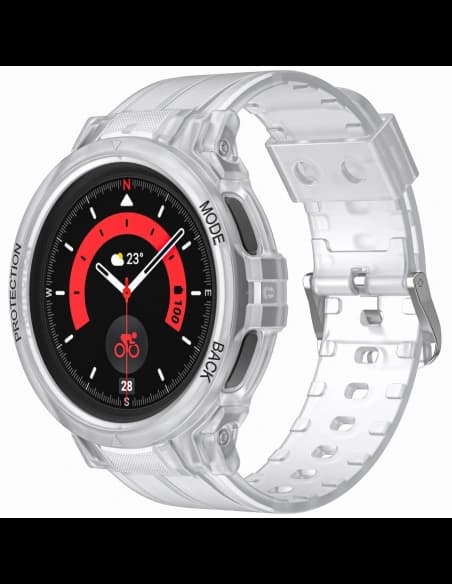 Etui s páskem Bizon Strap + Case Watch Action Pro pro Samsung Galaxy Watch 5 Pro 45 mm průhledné
