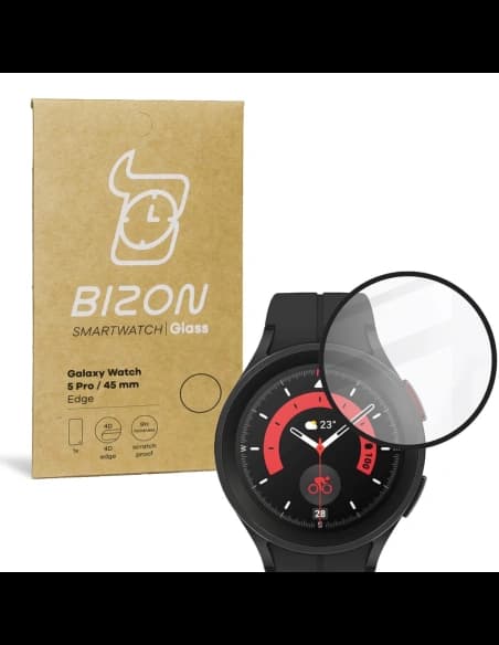 Hybriční sklo Bizon Glass Edge pro Samsung Galaxy Watch 5 Pro 45 mm černé